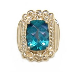 B1784 14K SLIDE WITH ANT CUSH C/B TEAL TOPAZ 